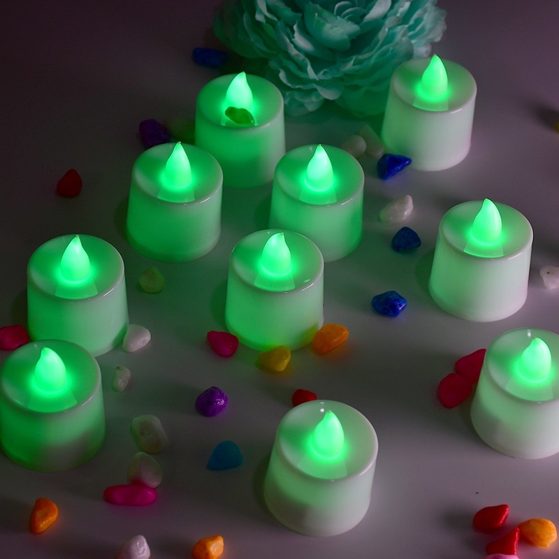 Green Flameless LED Tealights, Smokeless Plastic Decorative Candles – Led Tea Light Candle For Home Decoration (Pack Of 24)