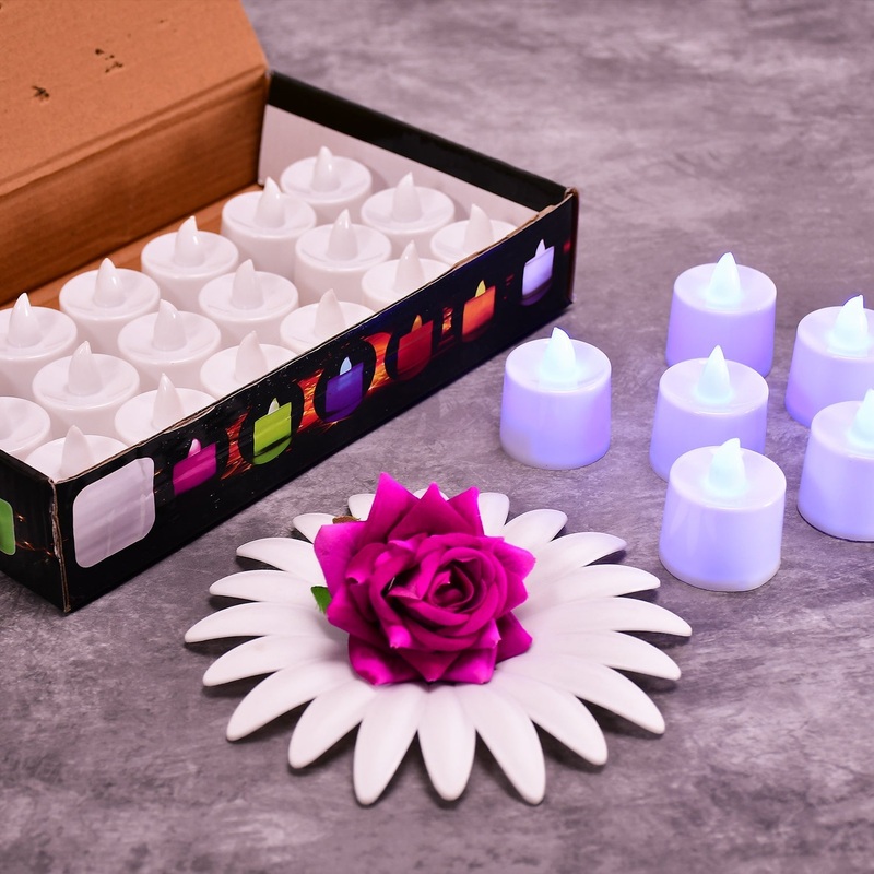 Pink Flameless LED Tealights, Smokeless Plastic Decorative Candles – Led Tea Light Candle For Home Decoration (Pack Of 24)
