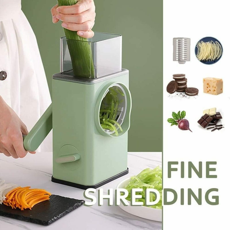 Vegetable Shredder Round Mandolin Slicer, Grater, Shredder Salad Maker – Large Feed Port – Suction Base – Cutter for Vegetable, Fruit, Cookie.