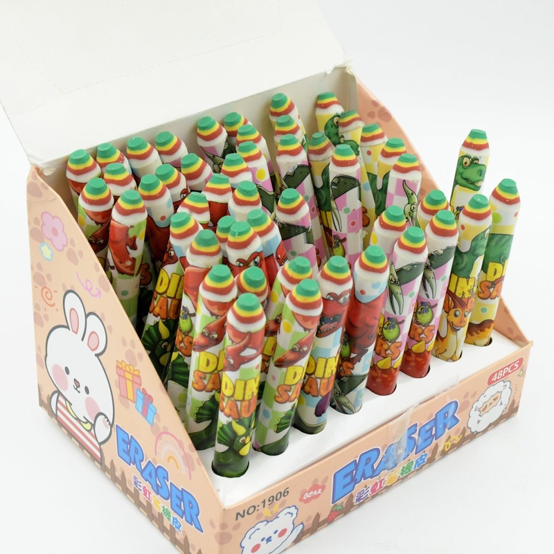 Fancy Erasers for Kids in Different Shapes  Rainbow Erasers, Stationery Gift for Kids Pencil Shaped Eraser for Children School Kids/Birthday Return Gift for Children (48 Pcs Set)