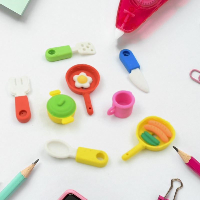 Fancy & Stylish Mini Erasers for Kids (8 Pc Set) – Fun Designs, Party Favors