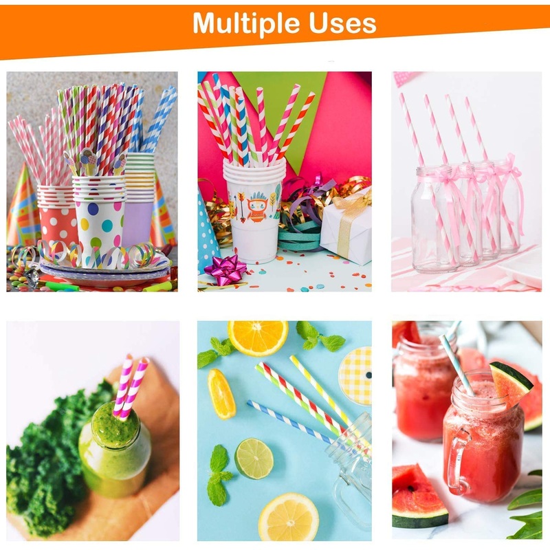 Home Paper Straws Durable & Eco-Friendly Colorful – Drinking Straws & Party Decoration Supplies, Adorable Solid Color Food Grade Paper Straws for Birthday, Wedding, Baby Shower Celebration (25 Pcs Set)