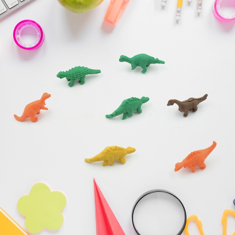 7 Piece Dinosaur Shaped Erasers for Kids – Animal Erasers, 3D Puzzle