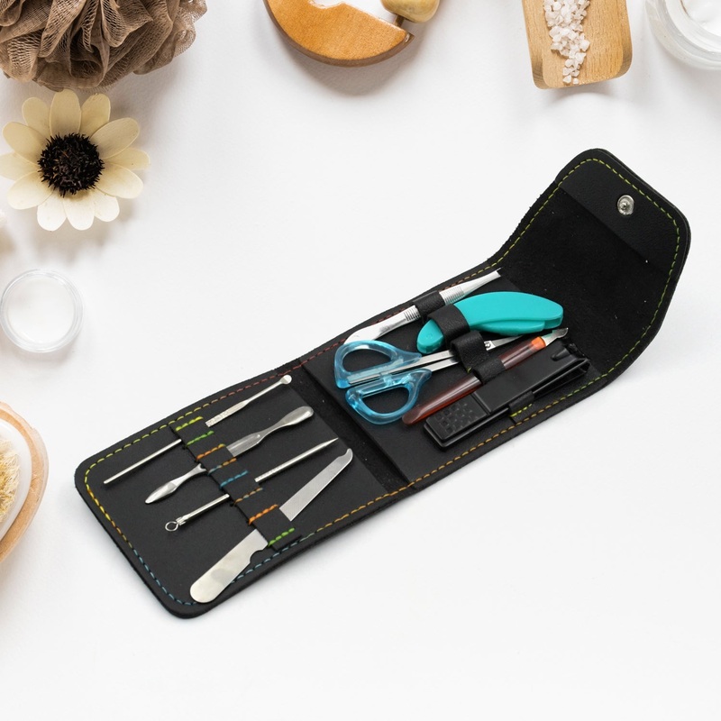 9pc Nail Clipper Kit, Fingernail Clipper, Manicure Set, Stainless Steel Nail Cutter Set ,Manicure Toe Nail Clippers Care Tools with Lightweight and Beautiful Travel Case (9Pc Set)