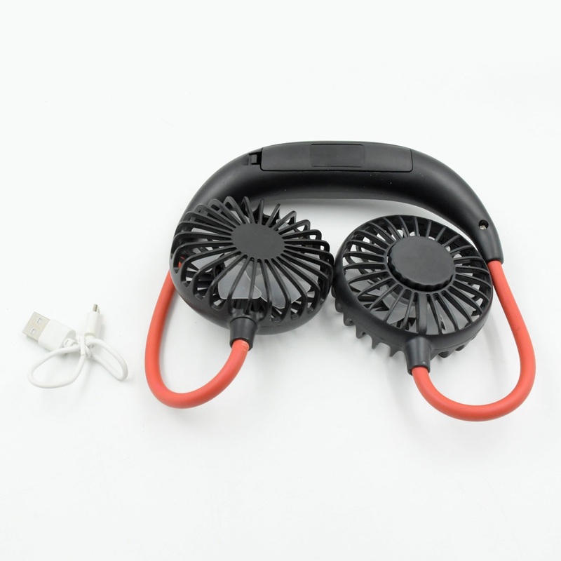 Hand Free Personal Fan – Portable USB Battery Rechargeable With Battery Comaprtment Mini Fan – Headphone Design Wearable Neckband Fan Necklance Fan Cooler Fan for Home, Sport, Camping, Beach, Travel, Office (Battery Not Included)