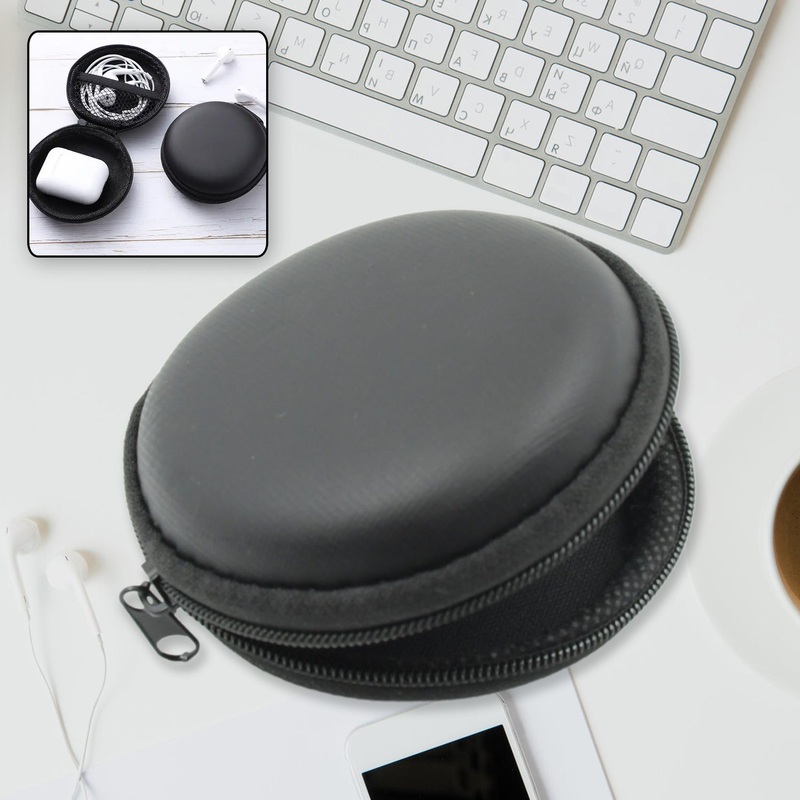 Cute Round Earphone Carrying Case – Multi-Use Pocket Pouch for Headphones, Cables, Coins, Airpods & More