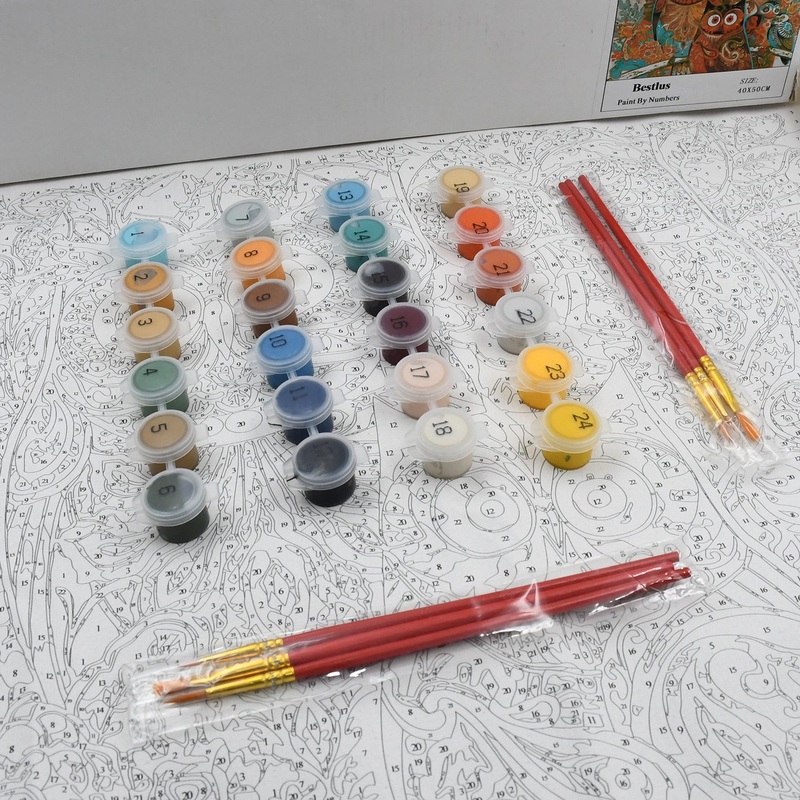 Paint by Numbers for Adults Beginner – Adults’ Paint-by-Number Kits on Canvas – DIY Oil Painting by Numbers for Adults – 24 Number Color, 6 paintbrushes, pre-printed canvas (unframed) 40 cm x 50 cm