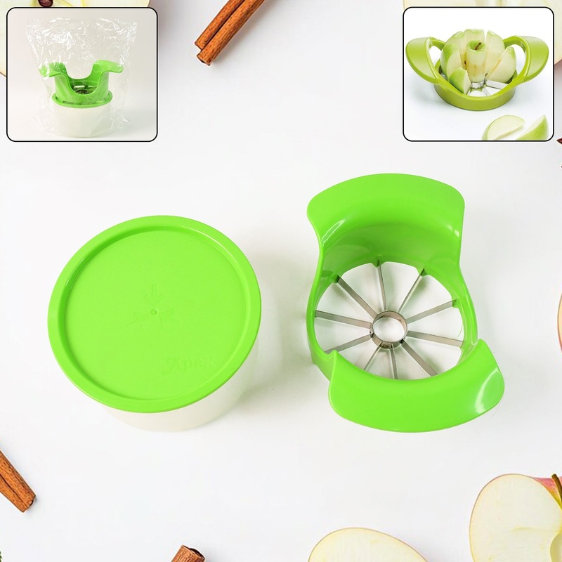 Apex Apple Cutter with Container  Unbreakable ABS Body & Stainless Steel Blades