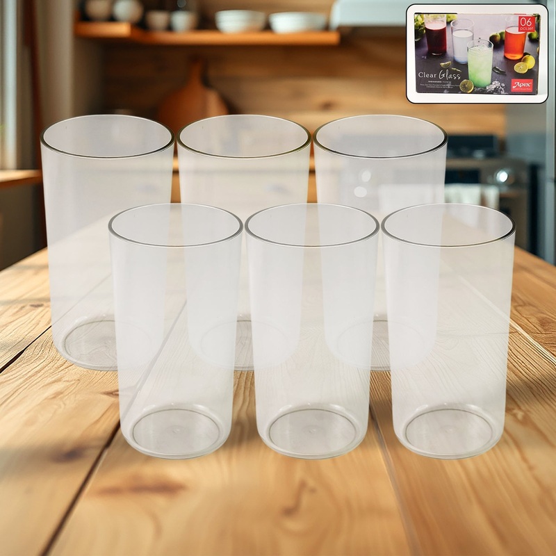 Apex Clear Plastic Tumbler / Glass Set  6-Piece Unbreakable