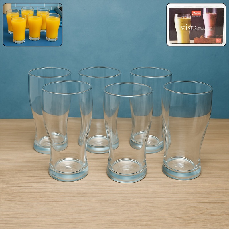 Apex Vista Unbreakable Pitcher Glass Set  350 ML (Approx) | 6-Piece