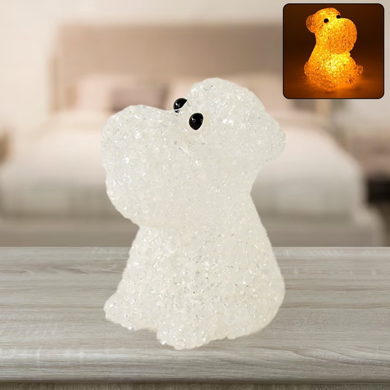 Dog Shape Crystal LED Night Light Lamp  Cute Glowing Animal Decorative Light (1 Pc)