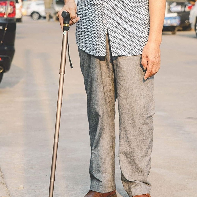 Foldable Walking Cane for Men, Women – Fold-up, Collapsible, Lightweight, Adjustable, Portable Hand Walking Stick – Balancing Mobility Aid – Sleek, Comfortable T Handles