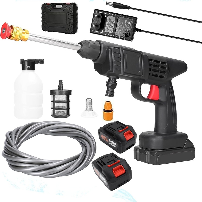 Double Battery 48V Rechargeable Electric, Car Washer Gun (2 Battery)