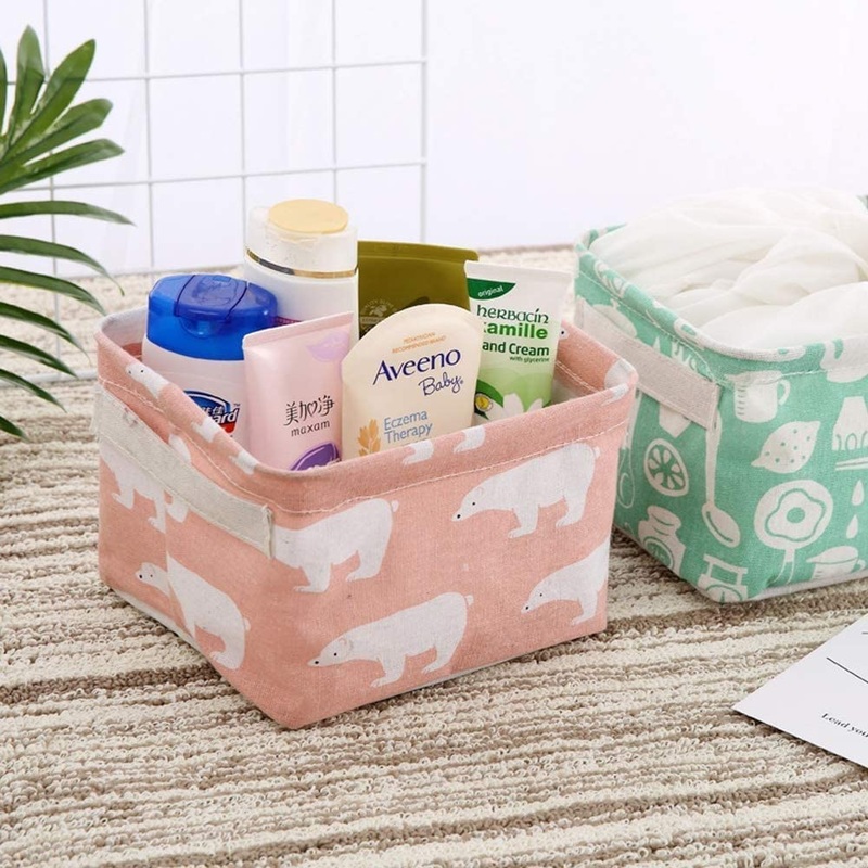 Foldable Multipurpose Storage Box Small Canvas Fabric Organizer Baskets