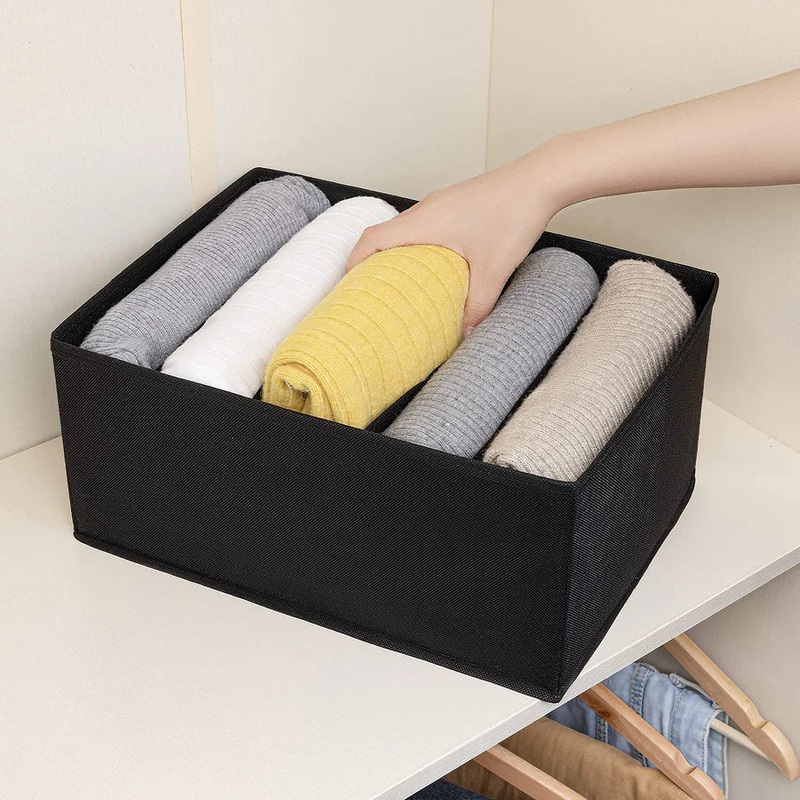 Folded Clothes Drawer Organizer for Jeans, Sweater, Dresses, T-shirts (Pack of 1, Black)