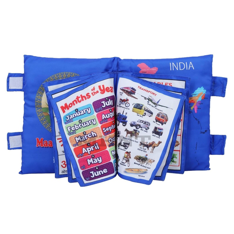 Learning Pillow Cloth Book With English & Hindi Cushion Cotton Books For Kids Baby Children