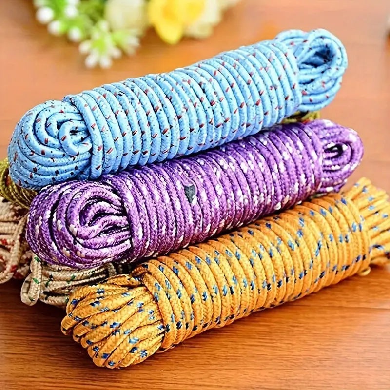 (one pc) Cotton Braided Clothesline Outdoor Ropes, Clothes Drying Ropes, Shading Net Ropes (Multicolour)