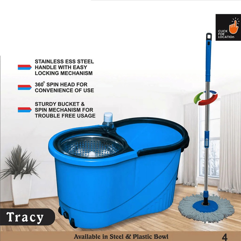 teel Spinner Bucket Mop 360 Degree Self Spin Mop Set