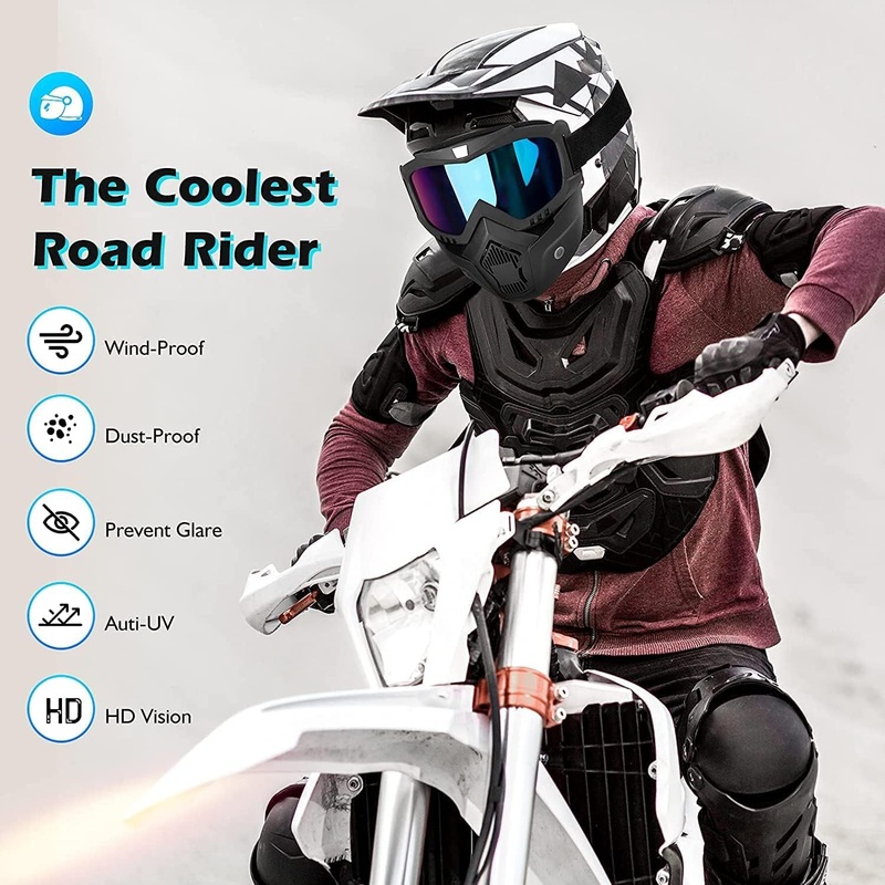UV Protection Sunglasses Bike Face Mask for Men | Face Mask | Helmet Mask | Goggles Mask | Bike Riding Glasses Day and Night | Adjustable Strap Soft Foam Padded Unisex Sepal Shield (Rainbow)
