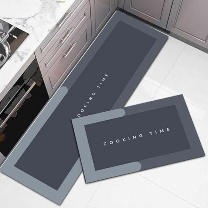 2 Pcs Kitchen Mats, Waterproof Memory Foam Kitchen Rugs, Standing Desk Mat Floor Mats, Comfort Runner Rug Carpets for Kitchen Floor, Sink (2pc Floor mat)