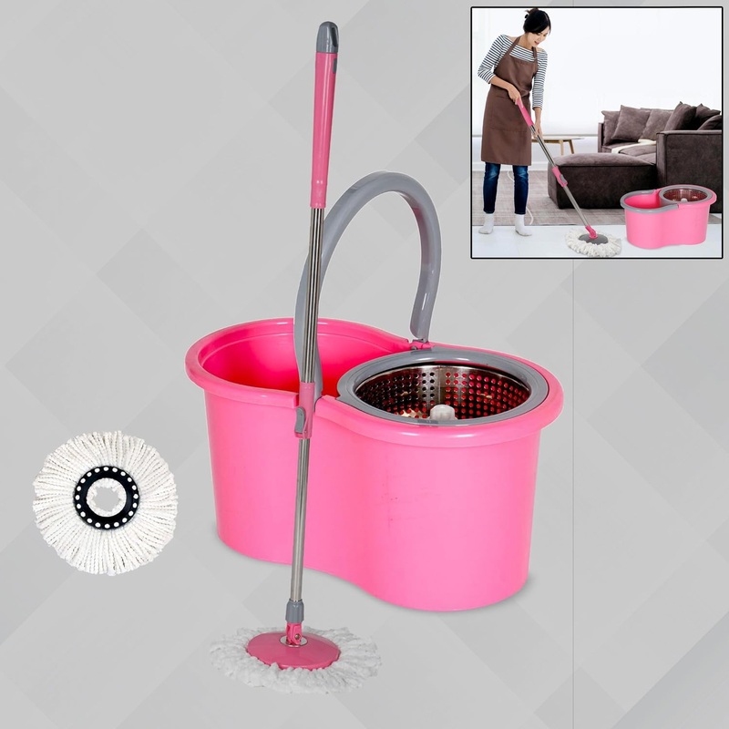Easy Cleaning Mop with Bucket, for Floor Cleaning, 360 Spin Floor Cleaning (1 Set / Mix Color)