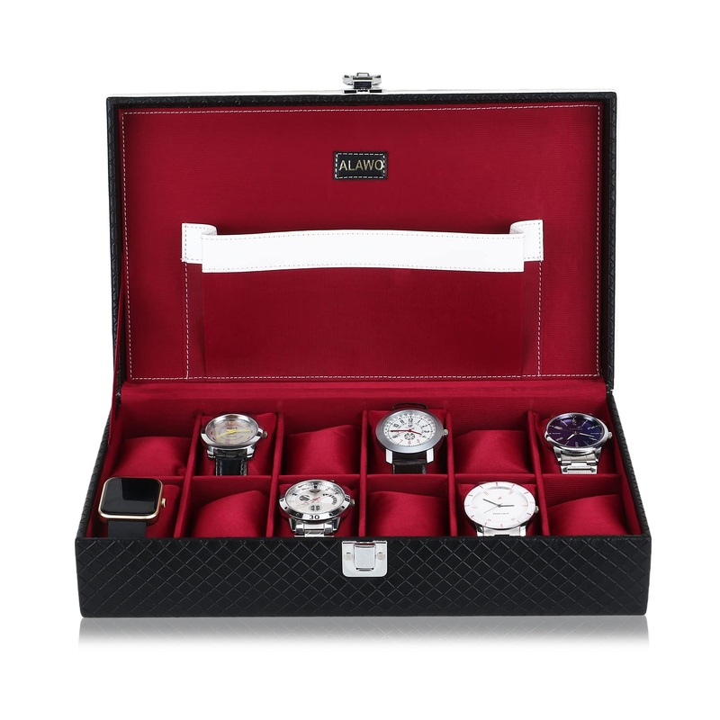 Leather Watch Box Organizer – Watch Case Box Men – Watch Organizer Storage Tray Women – Wrist Watch Holder 12 Slots – Sleek And Display Case All Watch Enthusiasts, Mohagany, Brown