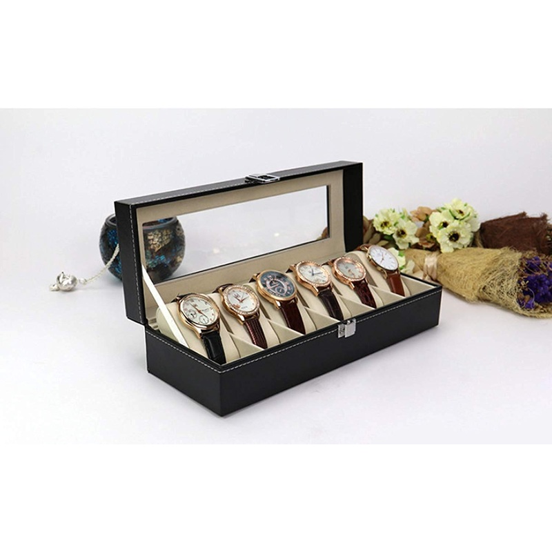 Watch Box Organizer – Watch Case Box for Men – Watch Organizer Storage Tray for Women – Wrist Watch Collection Holder 6 Slots – Sleek And Durable Display Case for All Watch Enthusiasts, Black