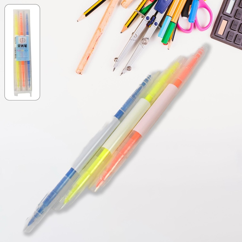 Dual-Headed Highlighter 3 Colors Double head Highlighter Pen (3 Pcs Set)