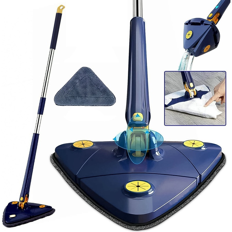 360 Rotatable Mop Triangle Mop with Long Handle (1 Pc / 113 Cm)