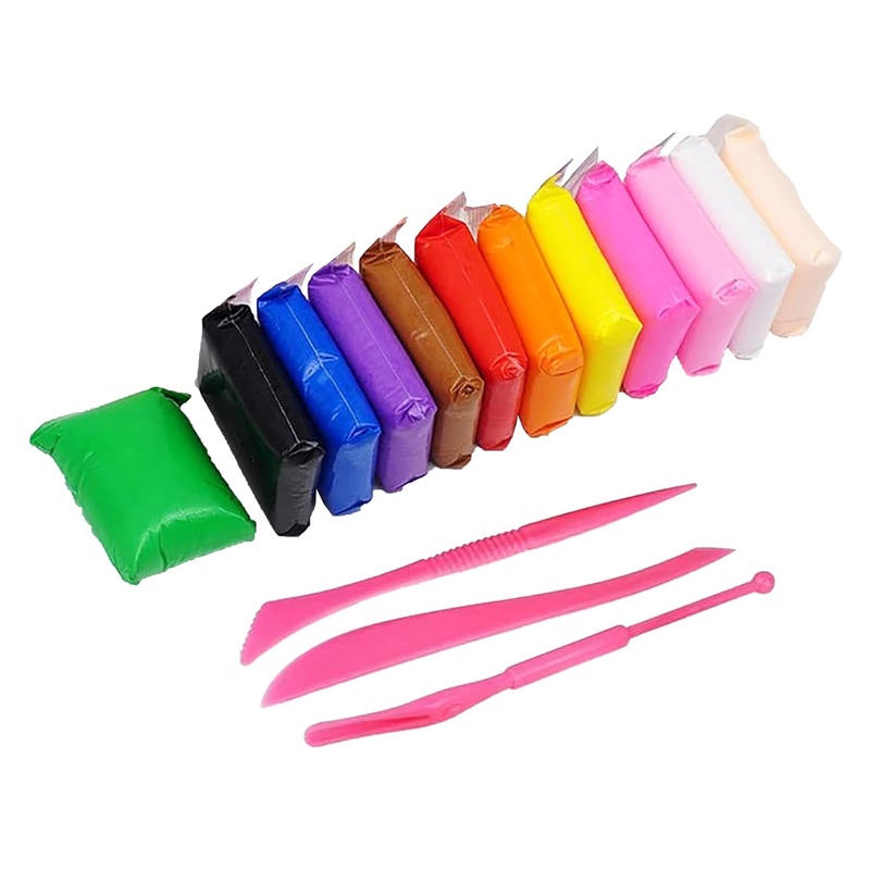 12 Pcs Air Dry Clay for Kids with 3 Sculpting Tools – Creative Art & Crafts Play Dough Birthday Return Gift for Boys and Girls – Color As Per Stock