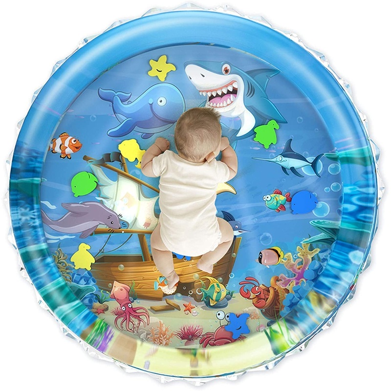 Activity Play Mat,Baby Infant Toddlers Inflatable Water Play Floor Mat Children Growth Activity Tool Baby Water Mat Toy for Baby Round Mat (40 X 40 X 2.5 Inches) – Multicolor