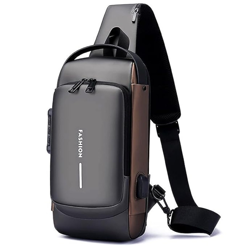 Crossbody Sling Bag For Men Women, Anti-Theft Fashion Chest Bag with USB Charging Port, Messenger Bags, Waterproof Casual Shoulder Bag