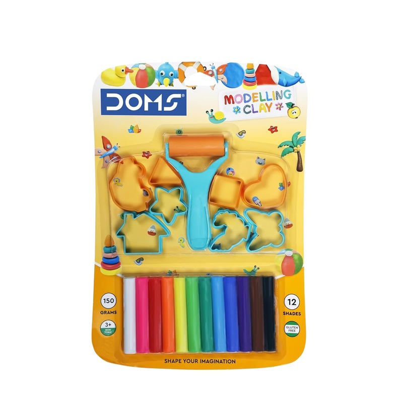DOMS Modelling Clay 12 Shades New, MulticoloR