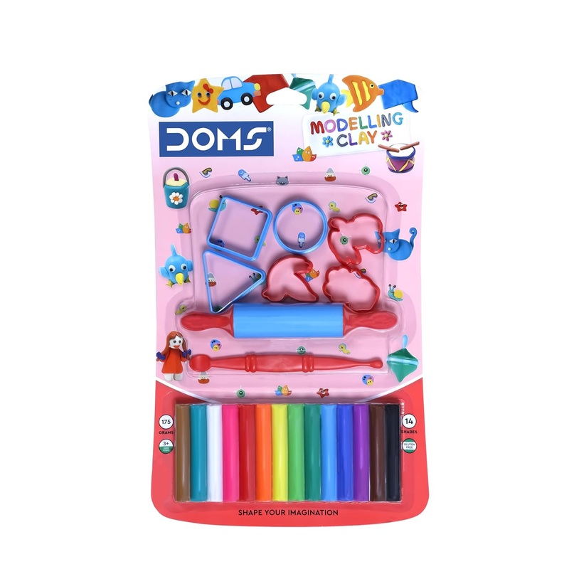 Doms Non-Toxic Super Soft 14 Shades Modelling Clay Blister Pack | Easily Kneadable Clay | Soft, Non-Drying, Hygienic & Non-Sticky | Pack of 1