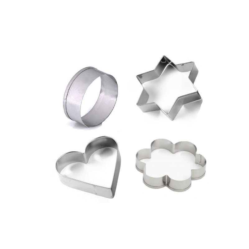 0827 Cookie Cutter Stainless Steel Cookie Cutter with Shape Heart Round Star and Flower (4 Pieces)