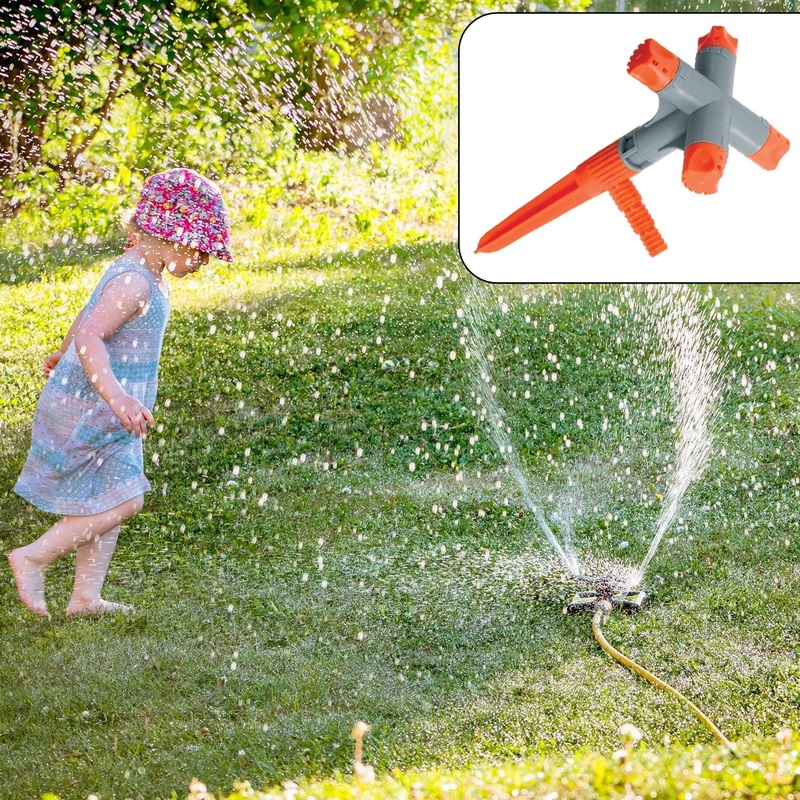 360 Rotating Garden Sprinkler  Adjustable 4-Arm Lawn Water Sprayer