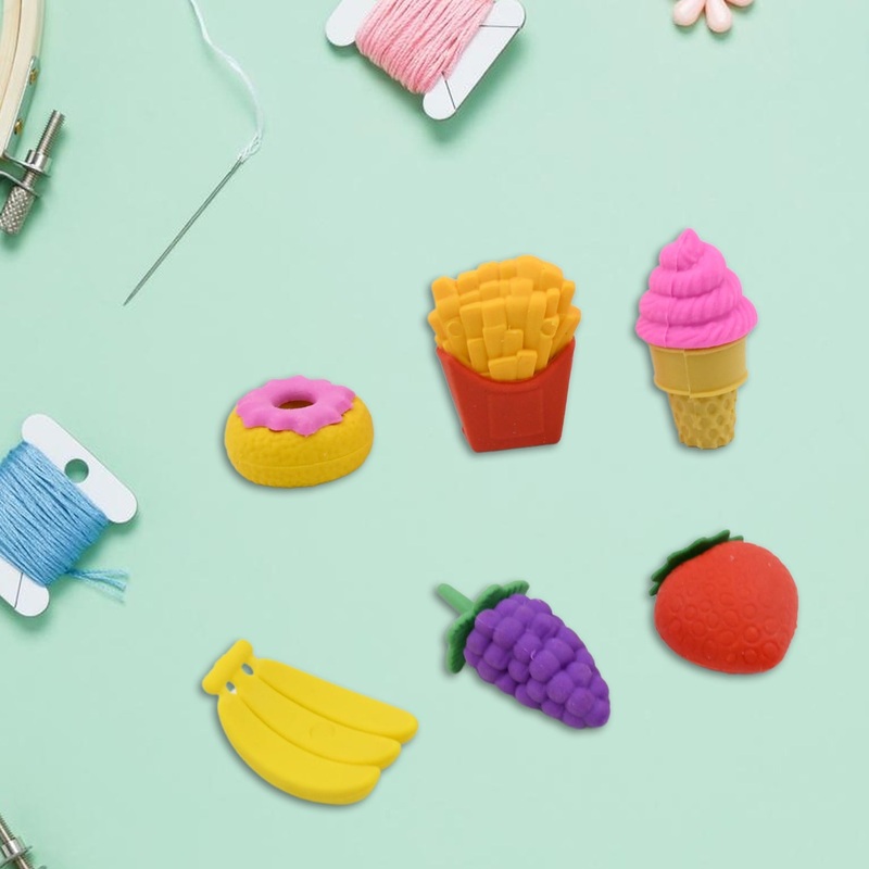 3D Food Fancy & Colorful Erasers  Cute Novelty Eraser Set for Kids & School Prize (1 Set / Mix Design & Color)