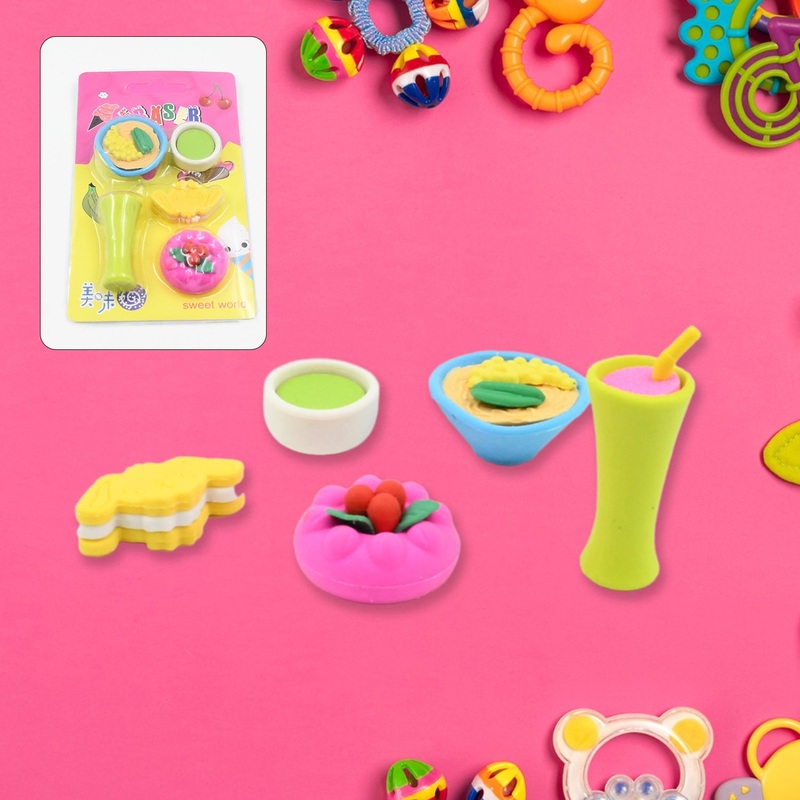 3D Mix Design Fancy & Stylish Colorful Erasers  Cute Novelty Eraser Set for Kids & School Prize (1 Set)