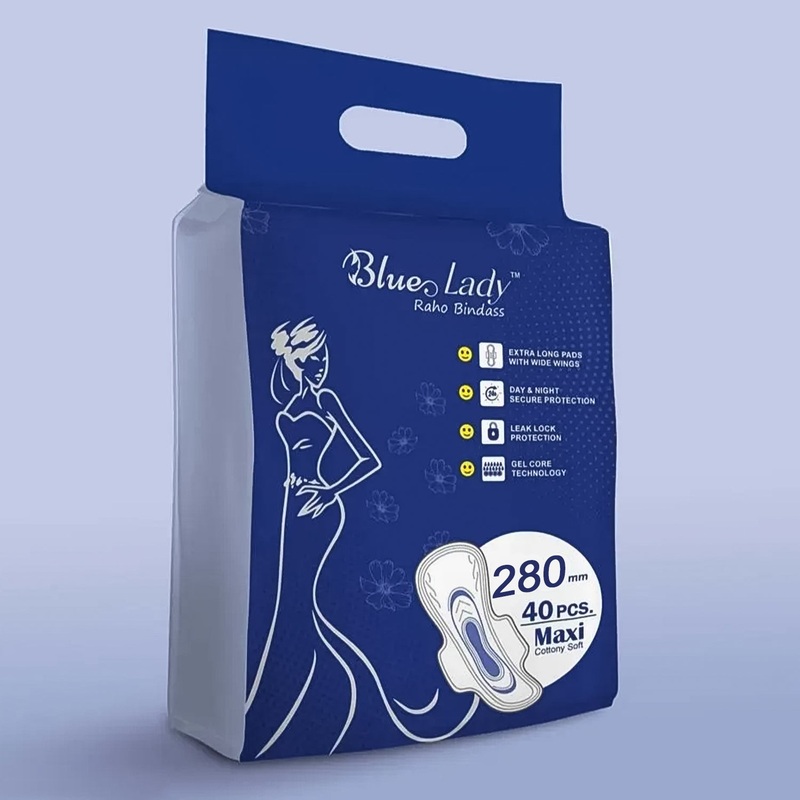 Blue Lady Extra Long Pads With Wides Wings Sanitary Pads  280 mm, 40-Pack