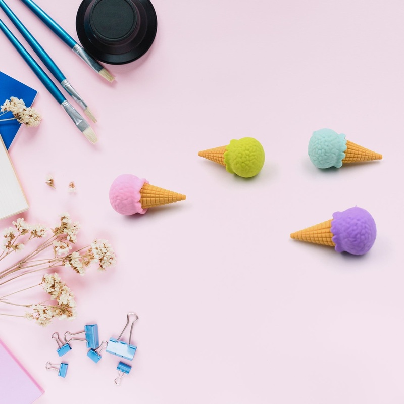 Cone Eraser for Girls & Boys / Eraser for School B’Day Return Gift Party Doughnut Lollipop Ice Cream Theme Shape Erasers Pencils Set for Kids Educational Stationary kit, School Supplies (1 Set 4 Pc)