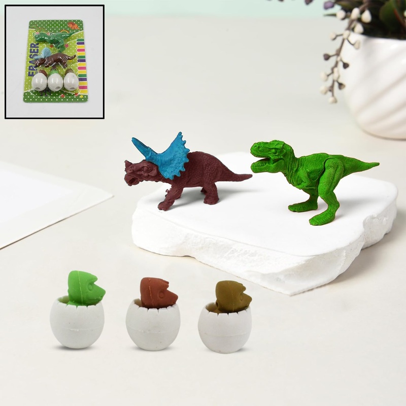 Dinosaur & Egg Shaped 3D Puzzle Erasers  Fun Mini Erasers for Kids (5 Pcs Set)