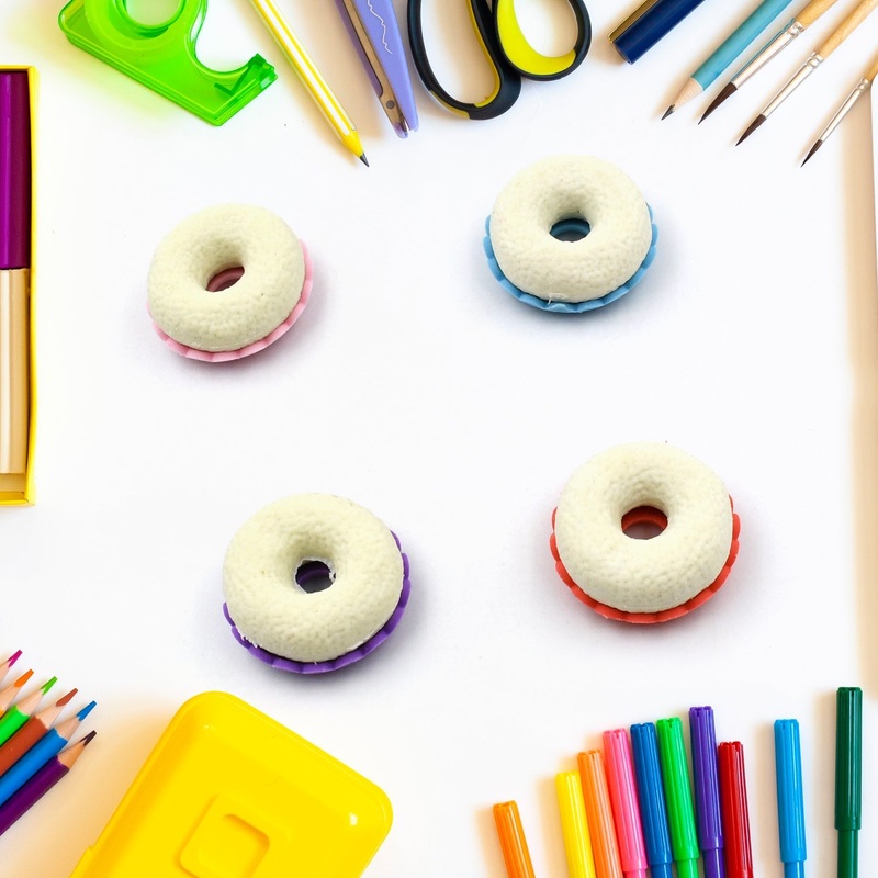 Donut Eraser for Girls & Boys / Eraser for School B’Day Return Gift Party Doughnut Lollipop Ice Cream Theme Shape Erasers Pencils Set for Kids Educational Stationary kit, School Supplies (1 Set 4 Pc)