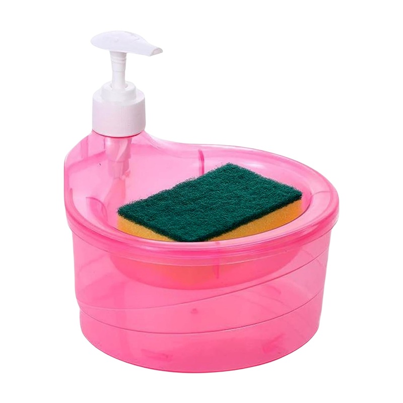 2-in-1 Double Layer Liquid Soap Dispenser with Pump & Sponge  Practical Kitchen & Hotel Sink Soap Pump Bottle (Rectangle)