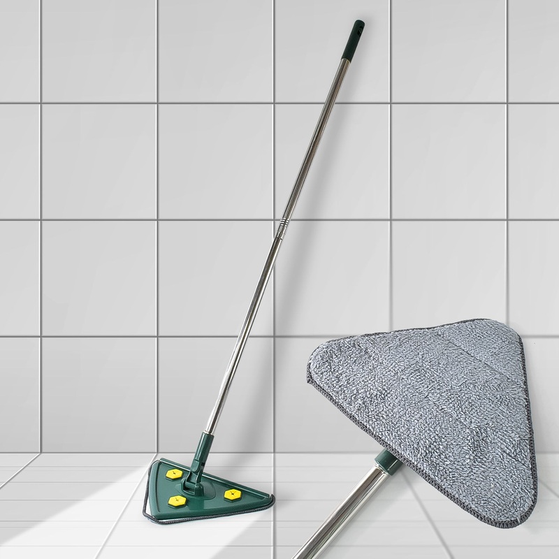2-in-1 Extendable Triangle Mop  Retractable, 360 Rotating, Telescopic & Reusable Mop Heads (1 Pc)