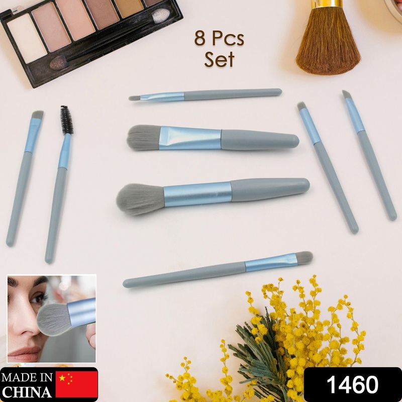 8-Piece Mini Makeup Brush Kit  Portable Premium Synthetic Set with Case (Mix Colors)