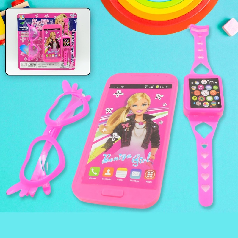 Barbiee Musical Phone, Watch & Glasses Set for Girls  ABS Calling Toy (3-Piece, Battery Not Included)