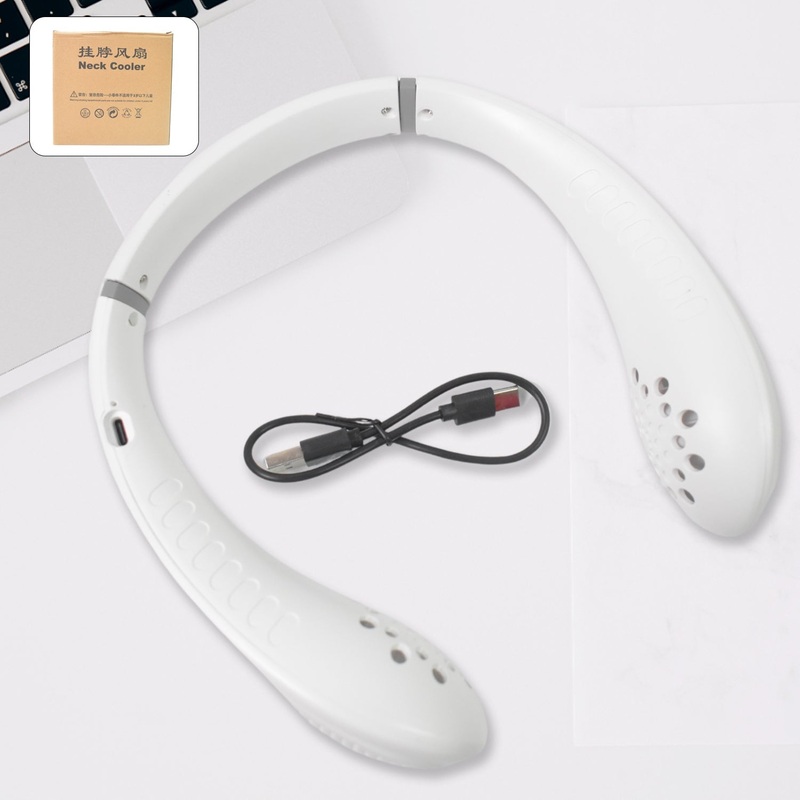 Portable USB Rechargeable Neck Fan  Wearable, 3 Speeds, Headphone Design