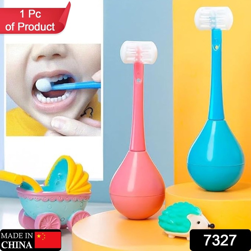 Soft Bristle 3-Sided Training Toothbrush  Inverted Silicone Head for Kids (Ages 2-12, 1 Pc)