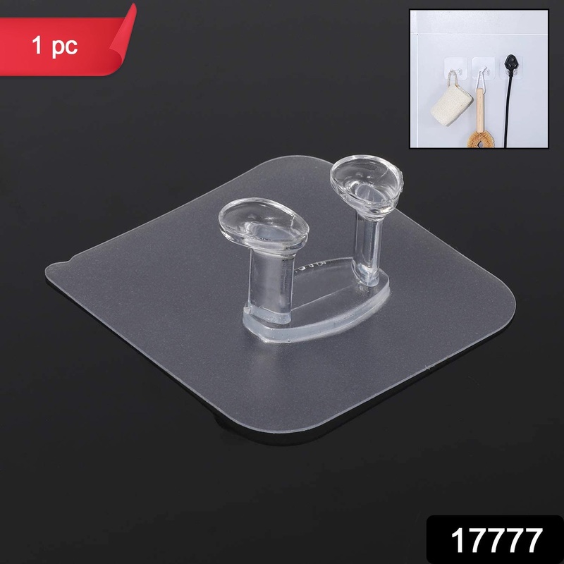 Transparent Self-Adhesive Wall Hook  Drill-Free, Waterproof & Oil-Proof for Toothbrush, Socket (1 Pc)