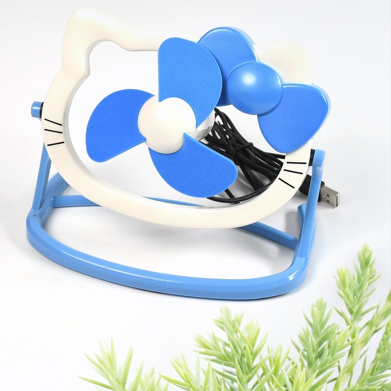 Hello Kitty Cute Mini USB Desktop Fan  Bright Color, Personal Desk Fan (Battery Not Included)